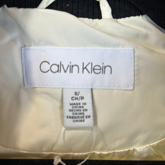 Calvin Klein Poly Filled Puffer Vest Sweater Side Ribbed White/Black Women Small - Picture 2 of 10